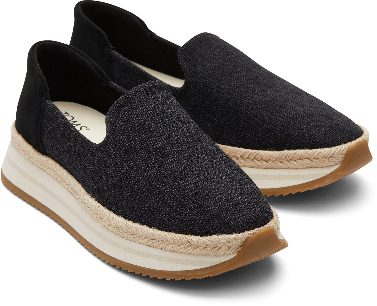 Jocelyn Espadrille Sneaker - Black Slub/Suede â TOMS Australia