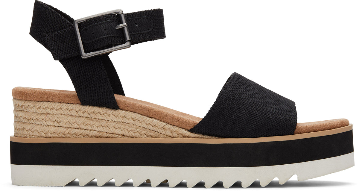 Diana Wedge Sandal Black Canvas