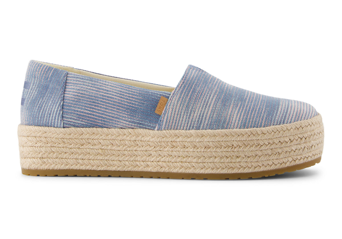 Valencia Platform Espadrille - Pastel Blue Novelty Denim – TOMS Australia